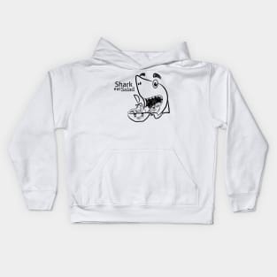 shark eating salad Kids Hoodie